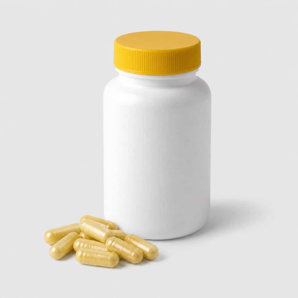 Pilulier et gélules végétales jaune pâle du complexe de vitamines B